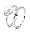 Heart-Shaped Dual Band Silver Ring NSR-2951